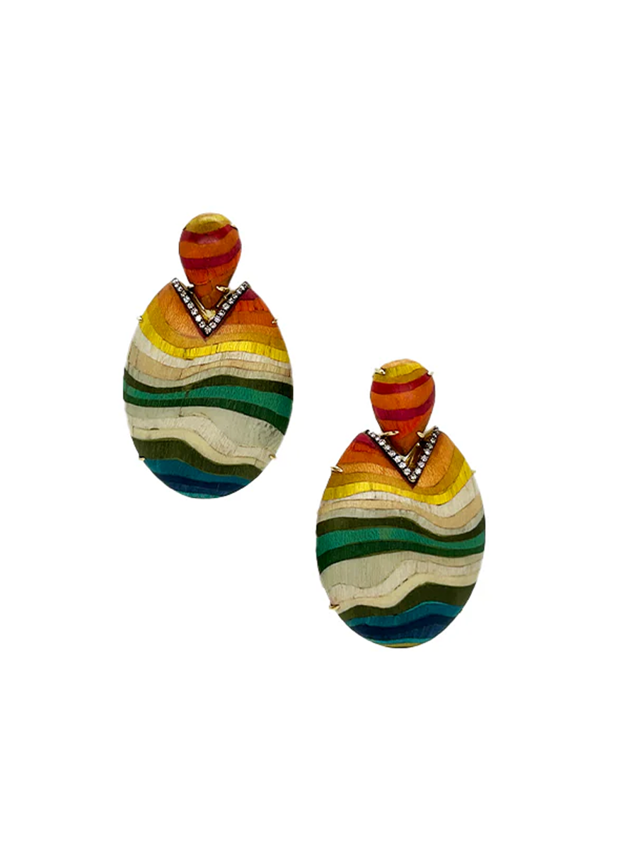 Chemical Rainbow Marquetry Earrings