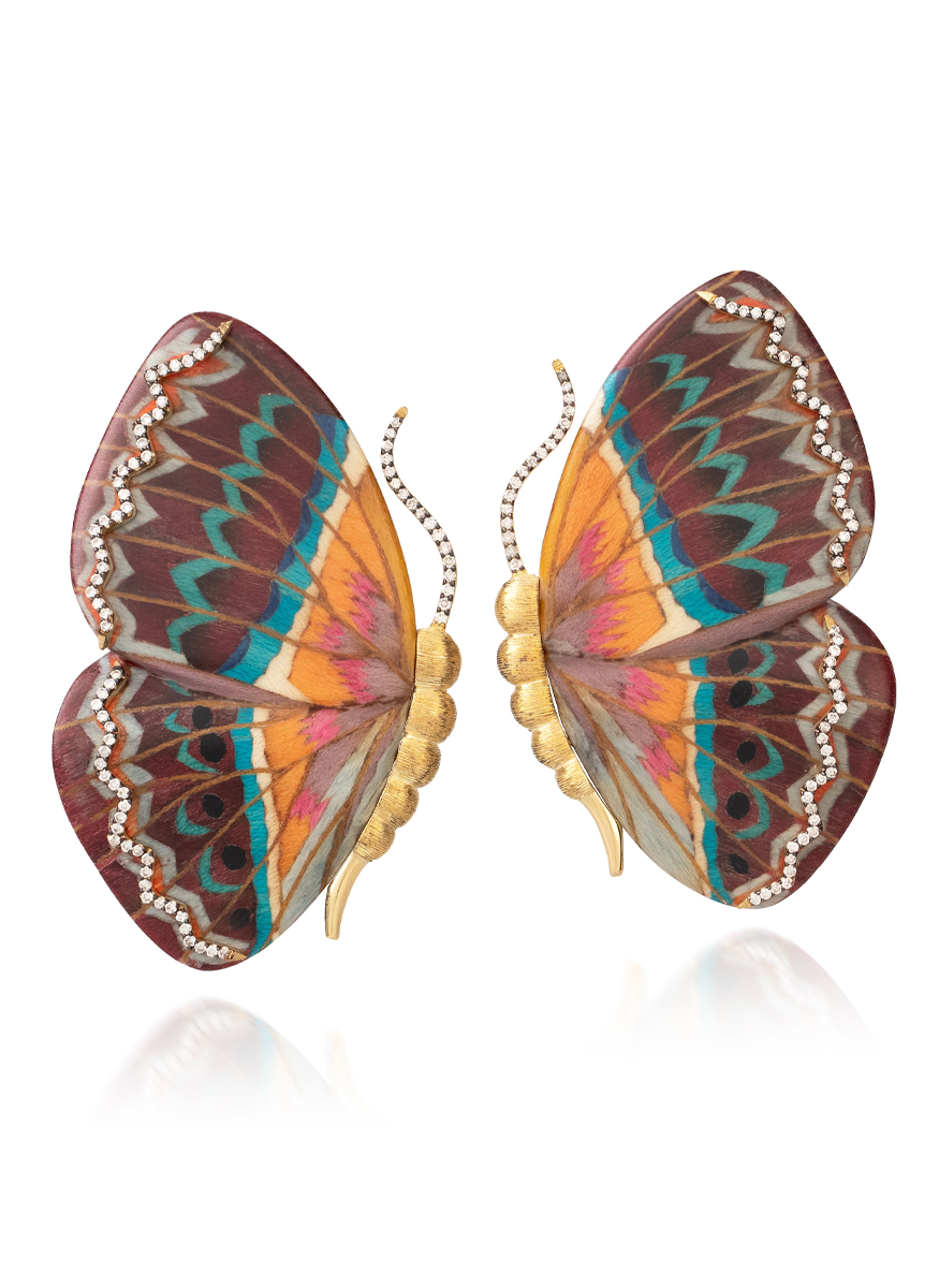 Orange, Lilac, and Blue Butterfly Earrings
