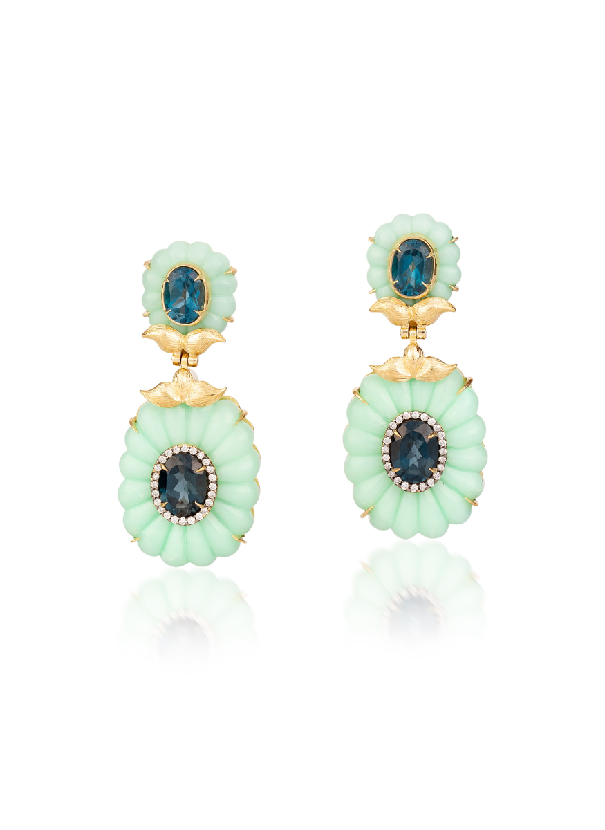 Chrysoprase Petal Earrings