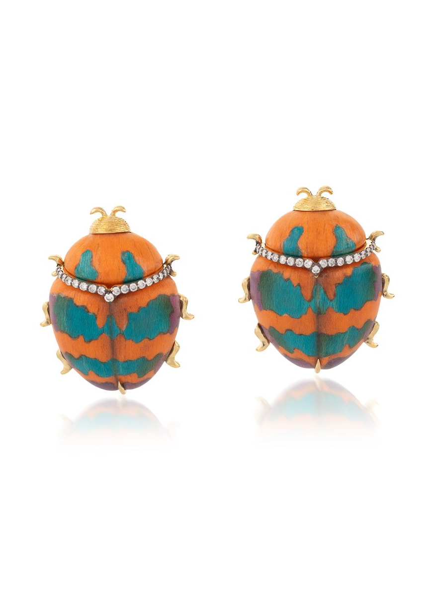 Marquetry Beetle Earrings