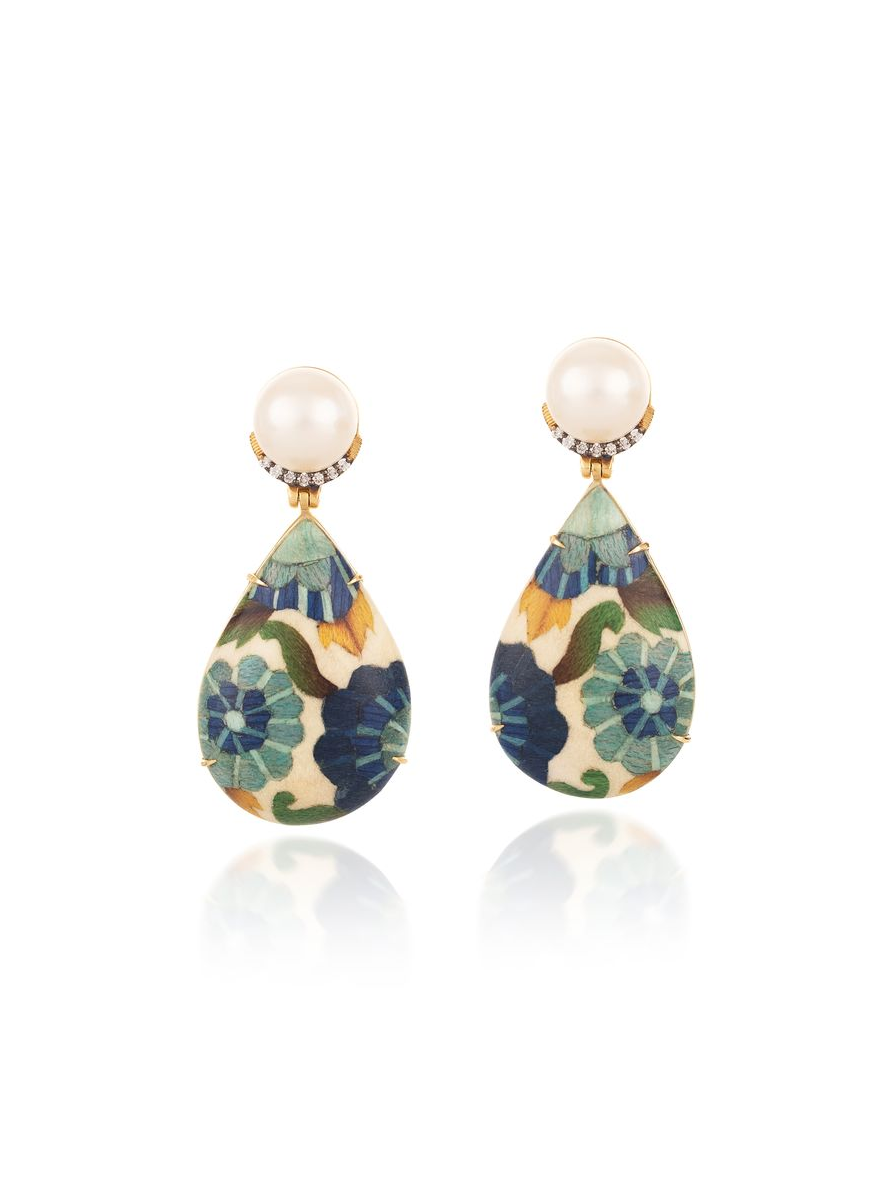 Marquetry Floral Earrings
