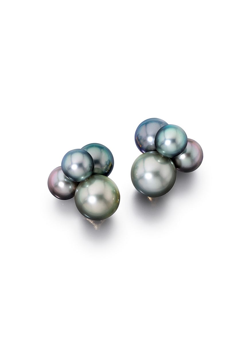Bubble Earclips, Tahitian Pearls
