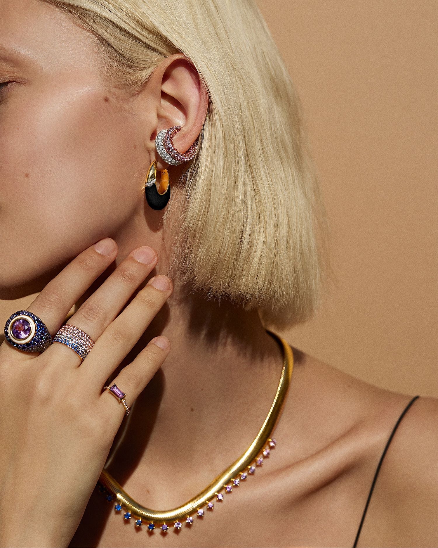 "Oval" Earrings, Black Agate