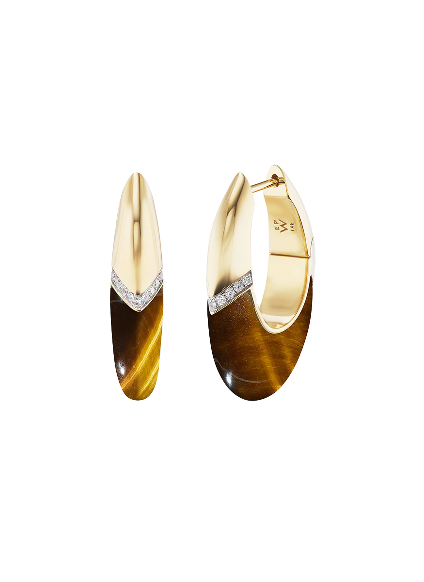 Oval Earrings, Tiger's Eye