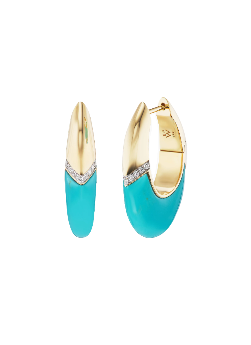 Oval Earrings, Turquoise