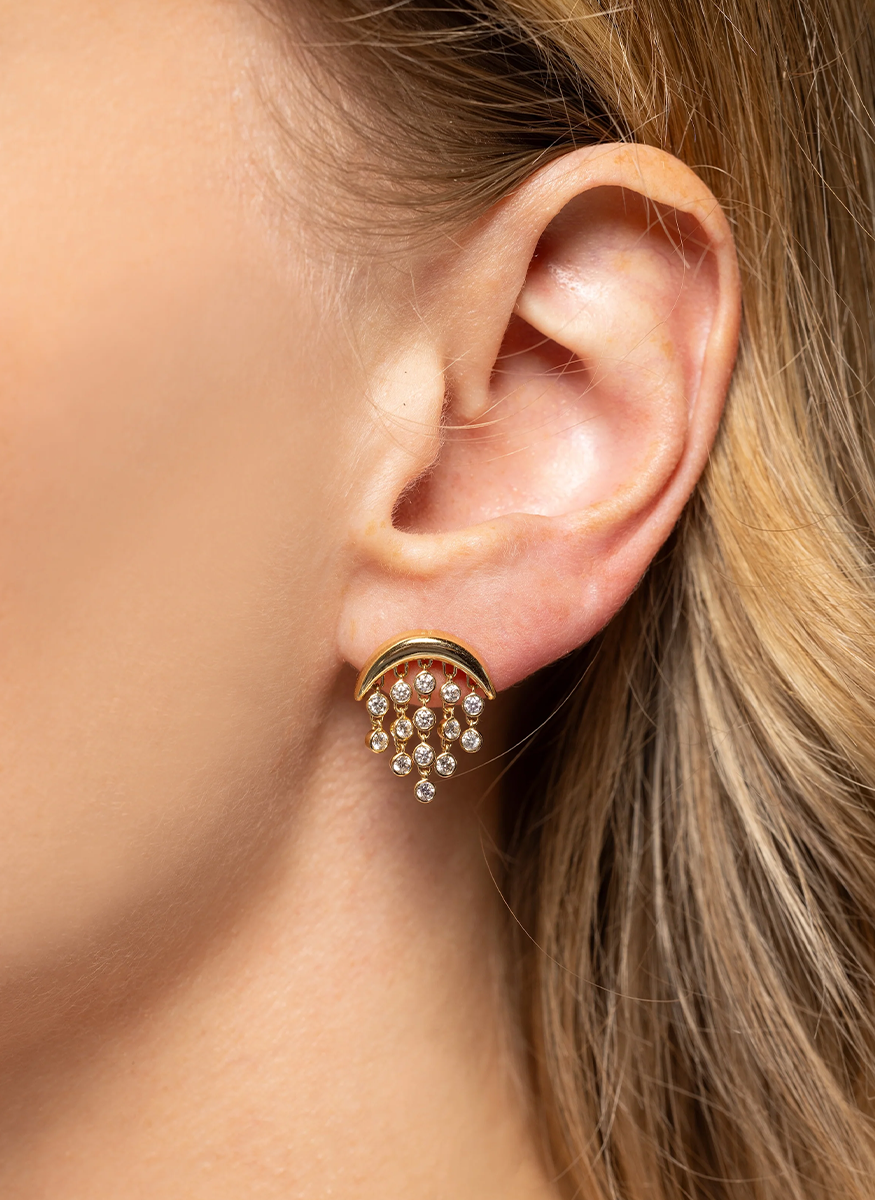 Baby Fringe Earrings, Diamond