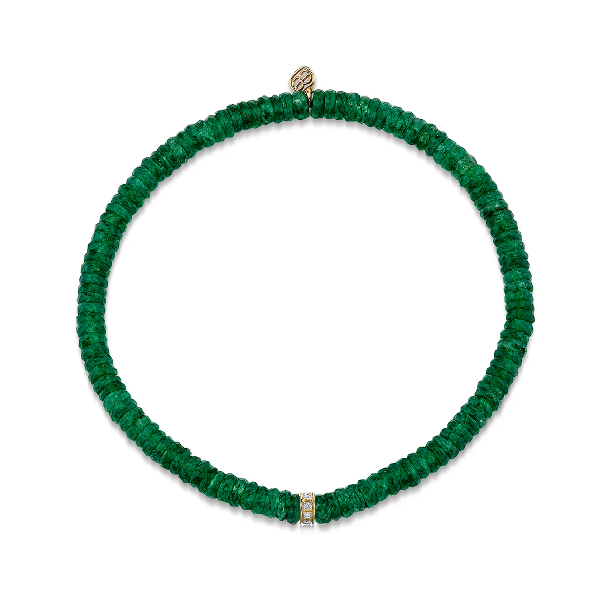 Green Aventurine Bead Bracelet with Diamond Rondelle