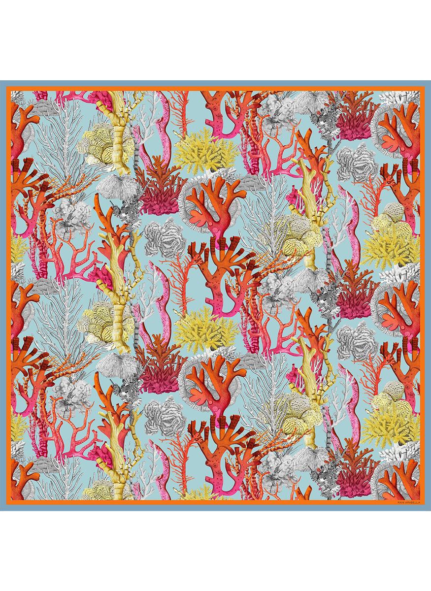 Coral Cashmere Printed Scarf