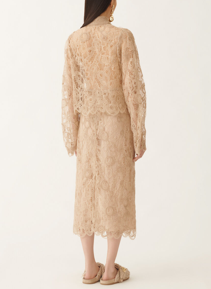Macramé Lace Cropped Shirt - Fabiana Filippi