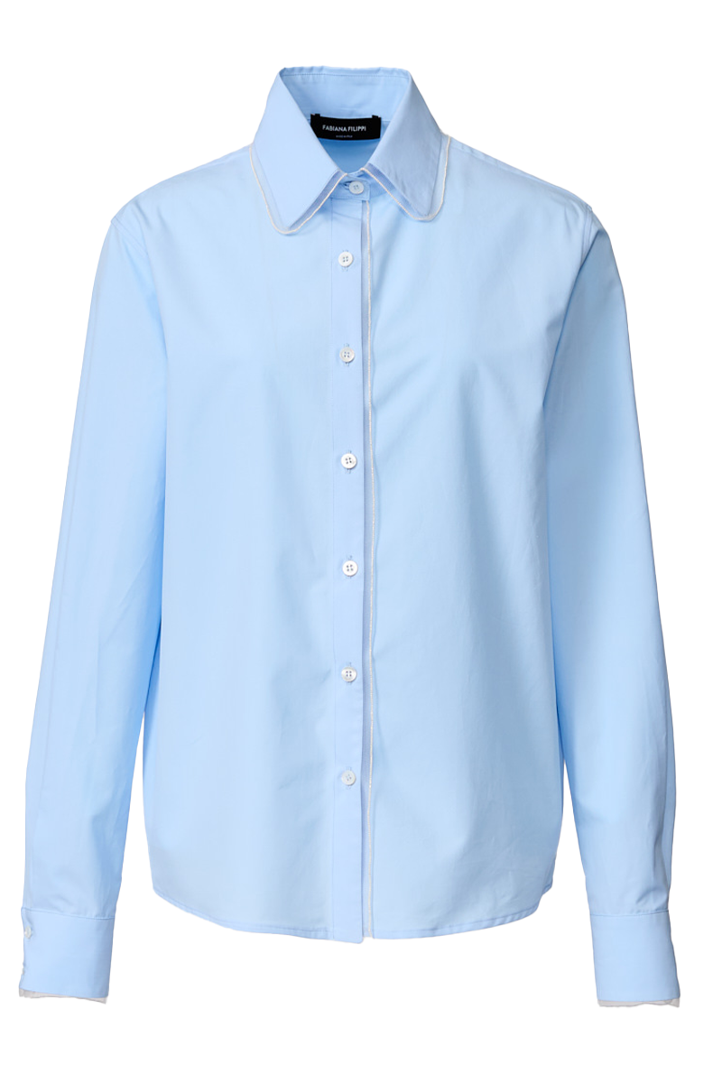 Poplin Basic Shirt with Filo Diamante
