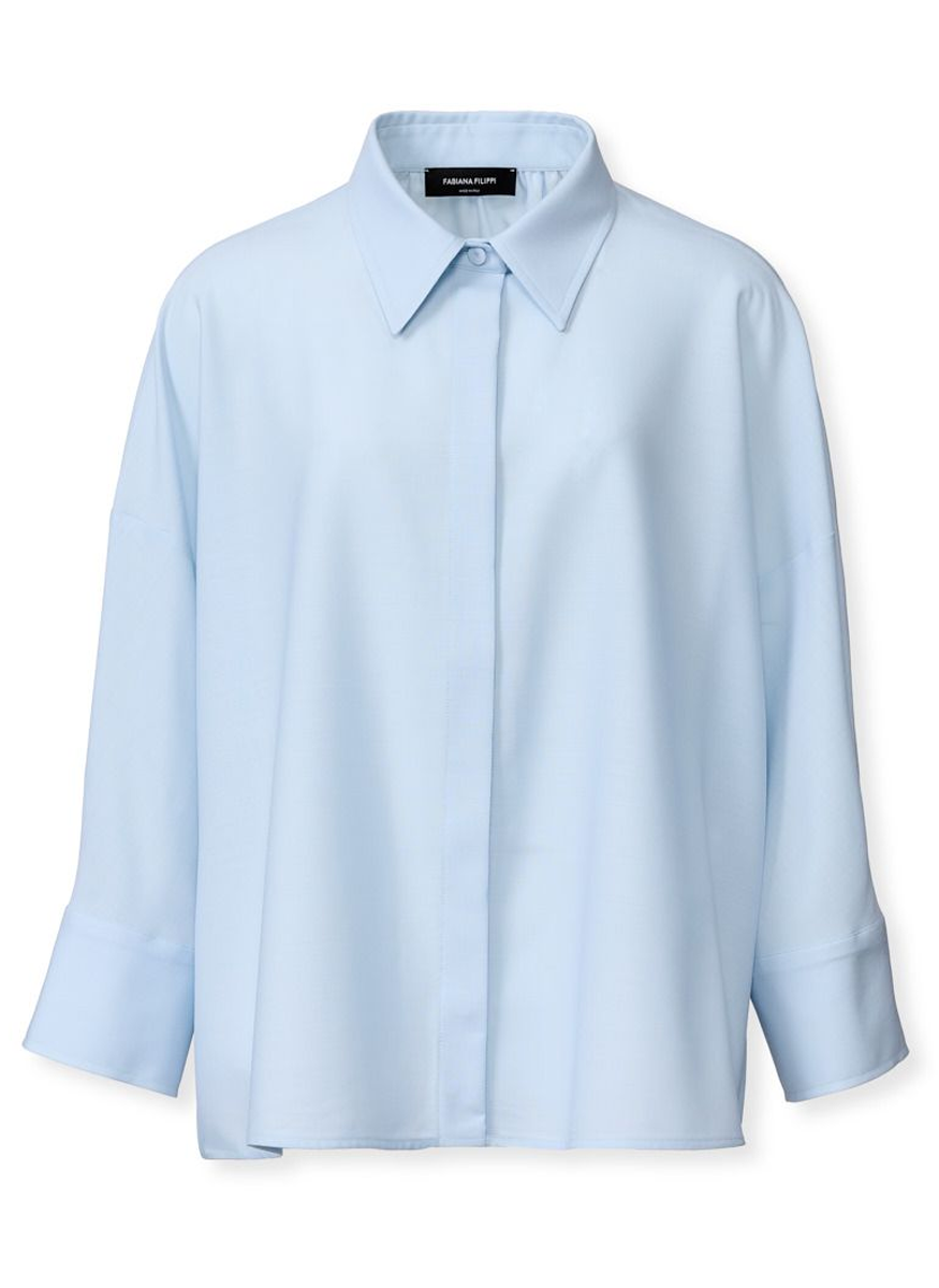 Cropped Shirt in Cool Bistretch Wool