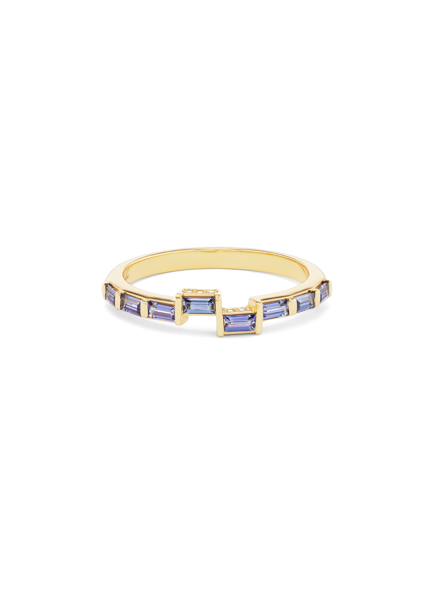 Offset Baguette Ring, Color-Change Garnet