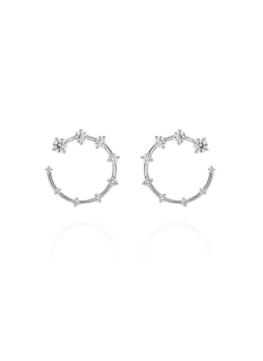 Circle Earrings, Small, White Gold