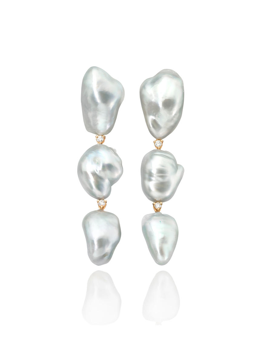 Connected Keshi Pearl Earrings
