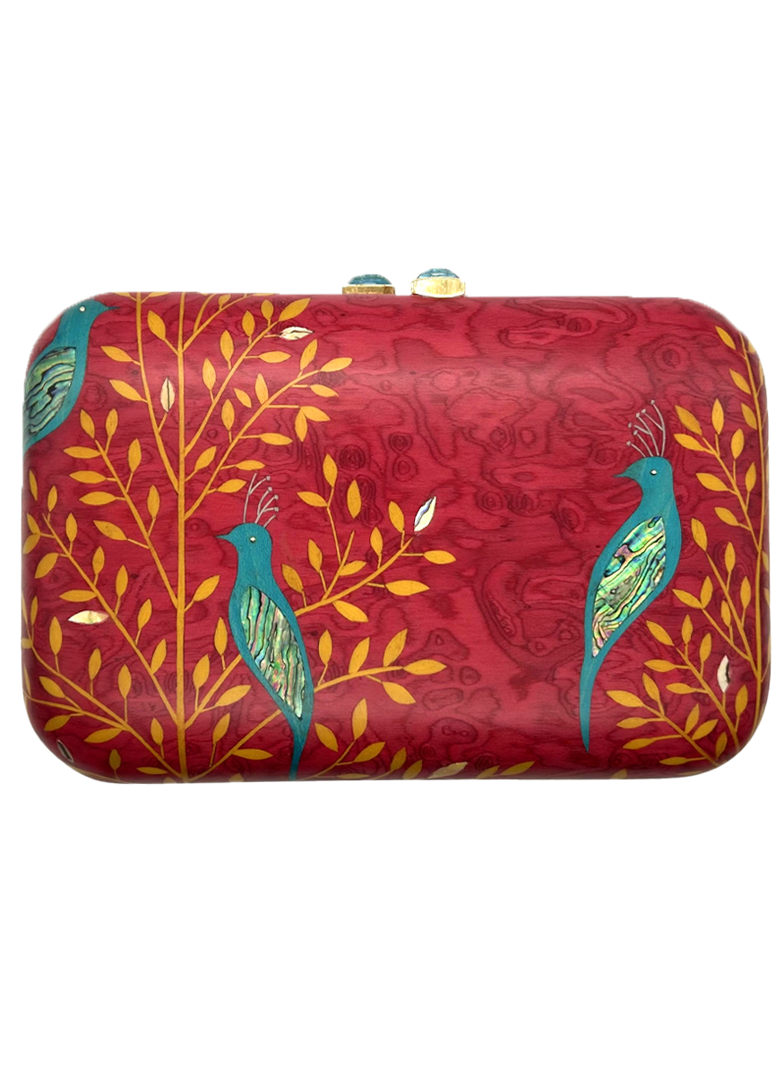 Pink Abalone Bird Marquetry Clutch