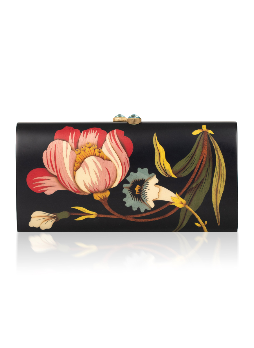 Baguette Marquetry Camelia Clutch