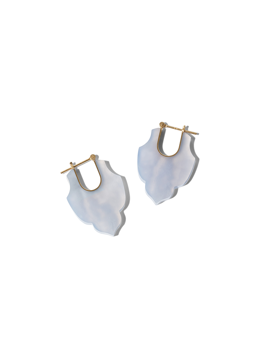 Spear Earrings, Blue Chalcedony