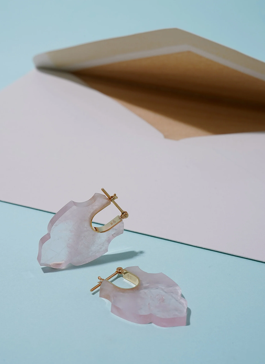 Spear Earrings, Rosequartz