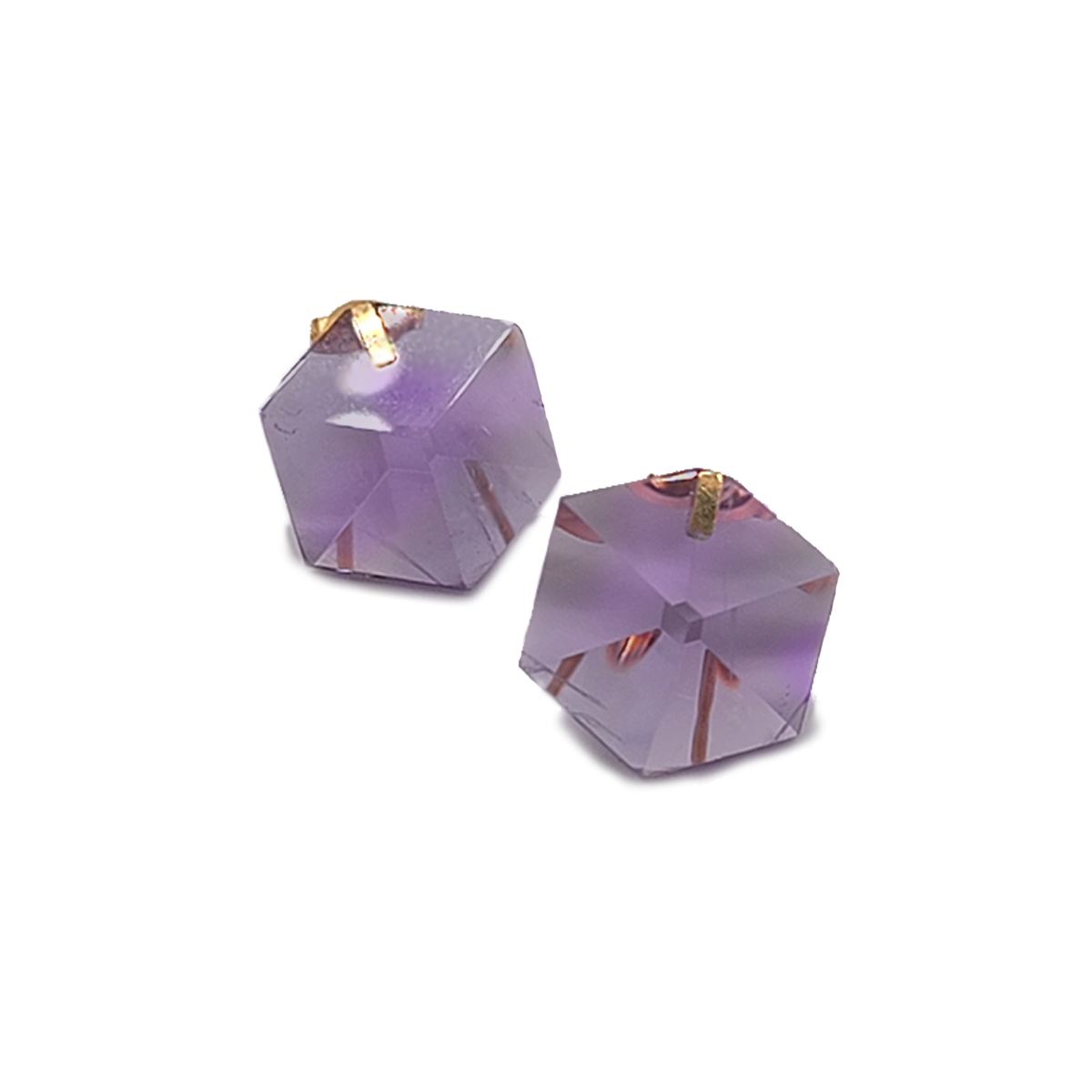 “Cube” Amethyst Studs