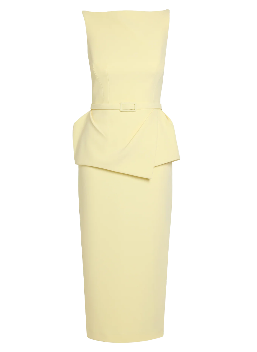 Flaminia Midi Dress in Pale Yellow