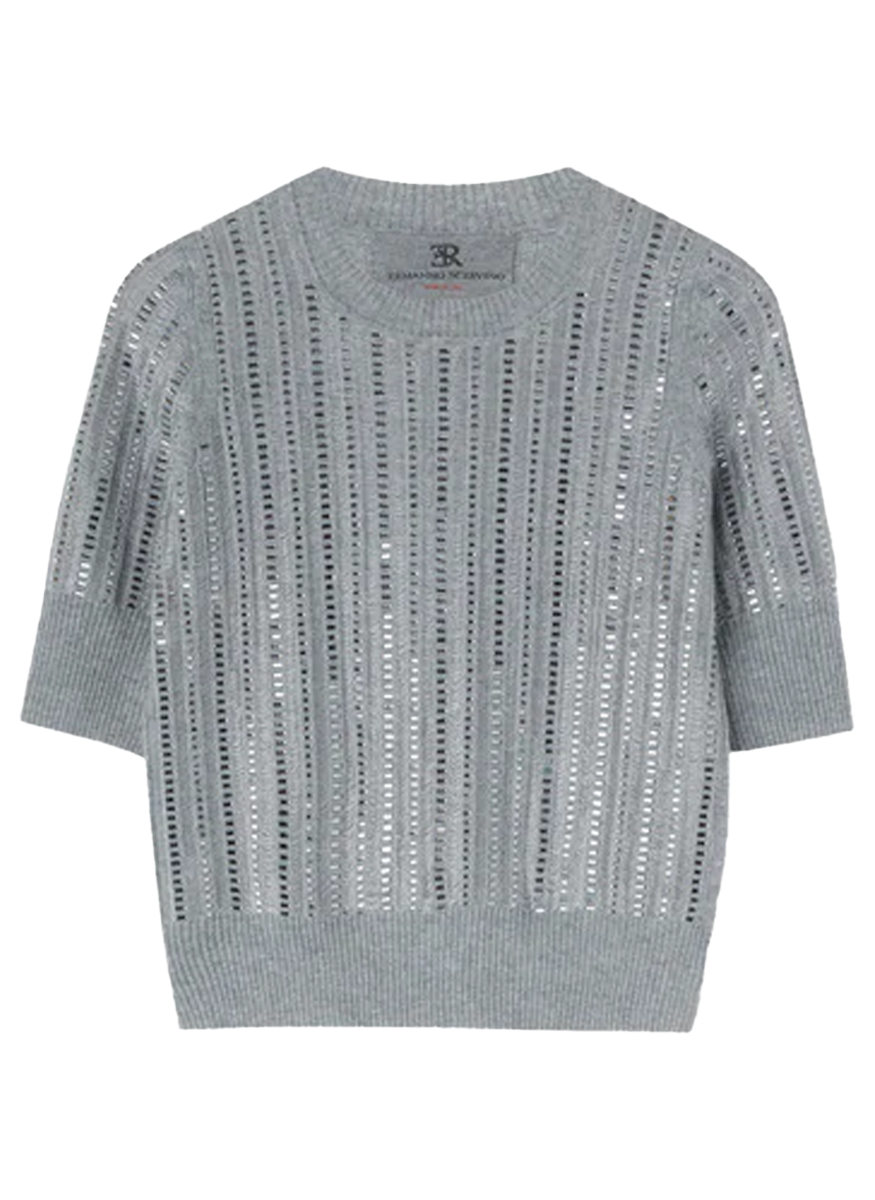 Cashmere and Viscose Top with Baguette Crystals