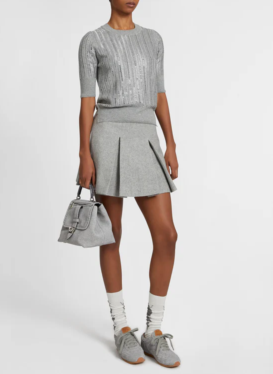 Cashmere and Viscose Top with Baguette Crystals