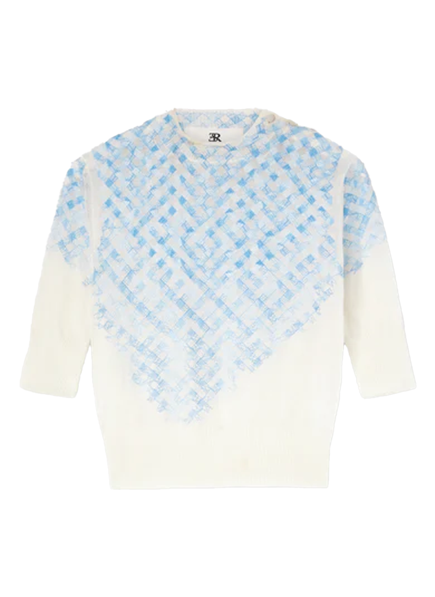 Gingham Woven Detail Knit