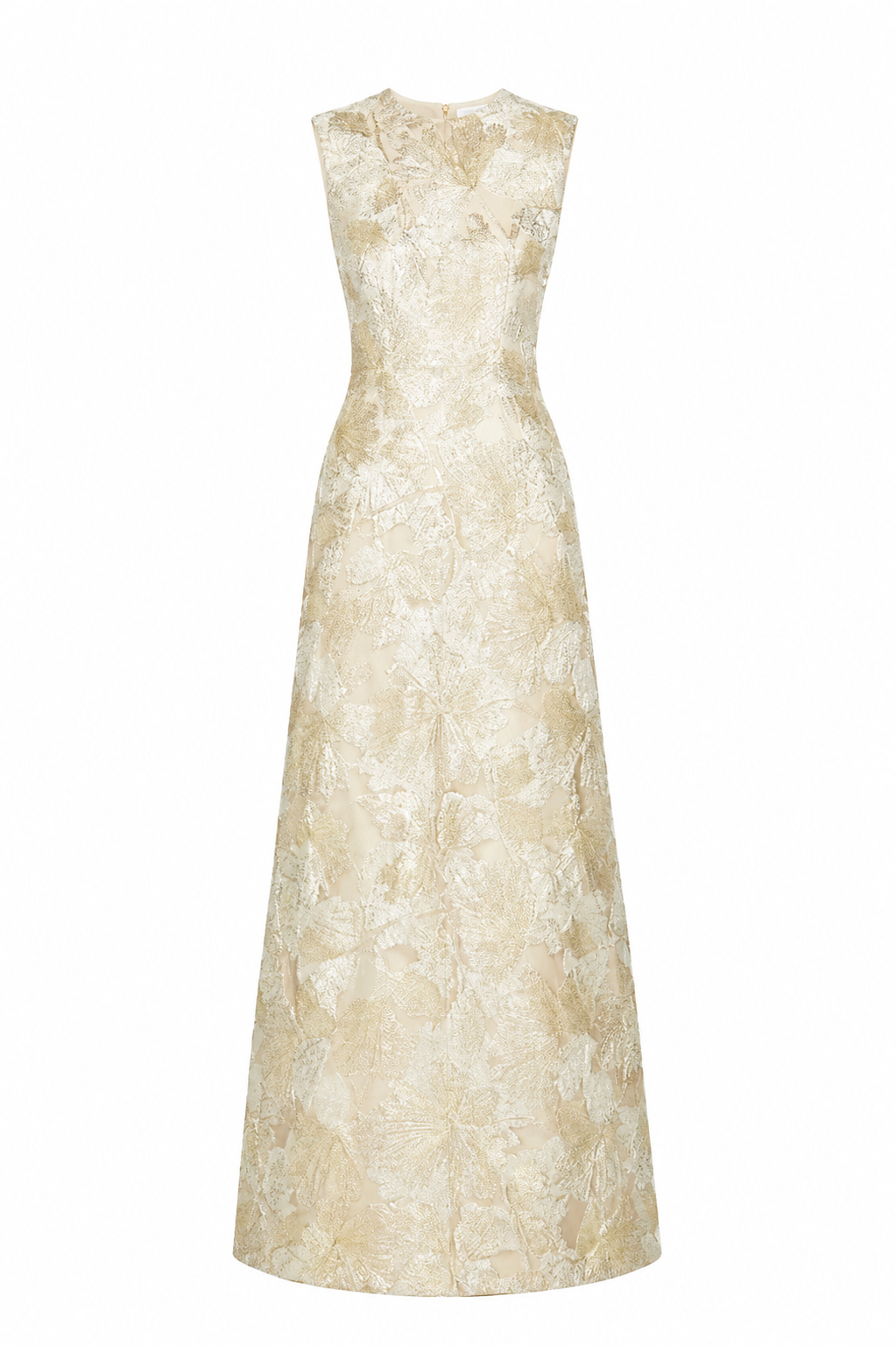 Sleeveless Gold Raffia Gown