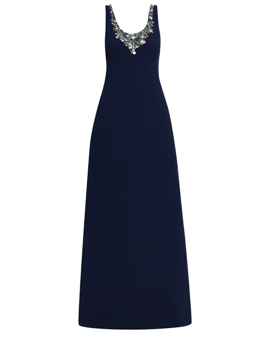 Mariam V-neck Aline Gown with Embellishment