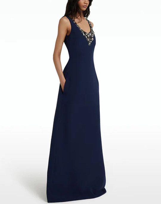 Mariam V-neck Aline Gown with Embellishment