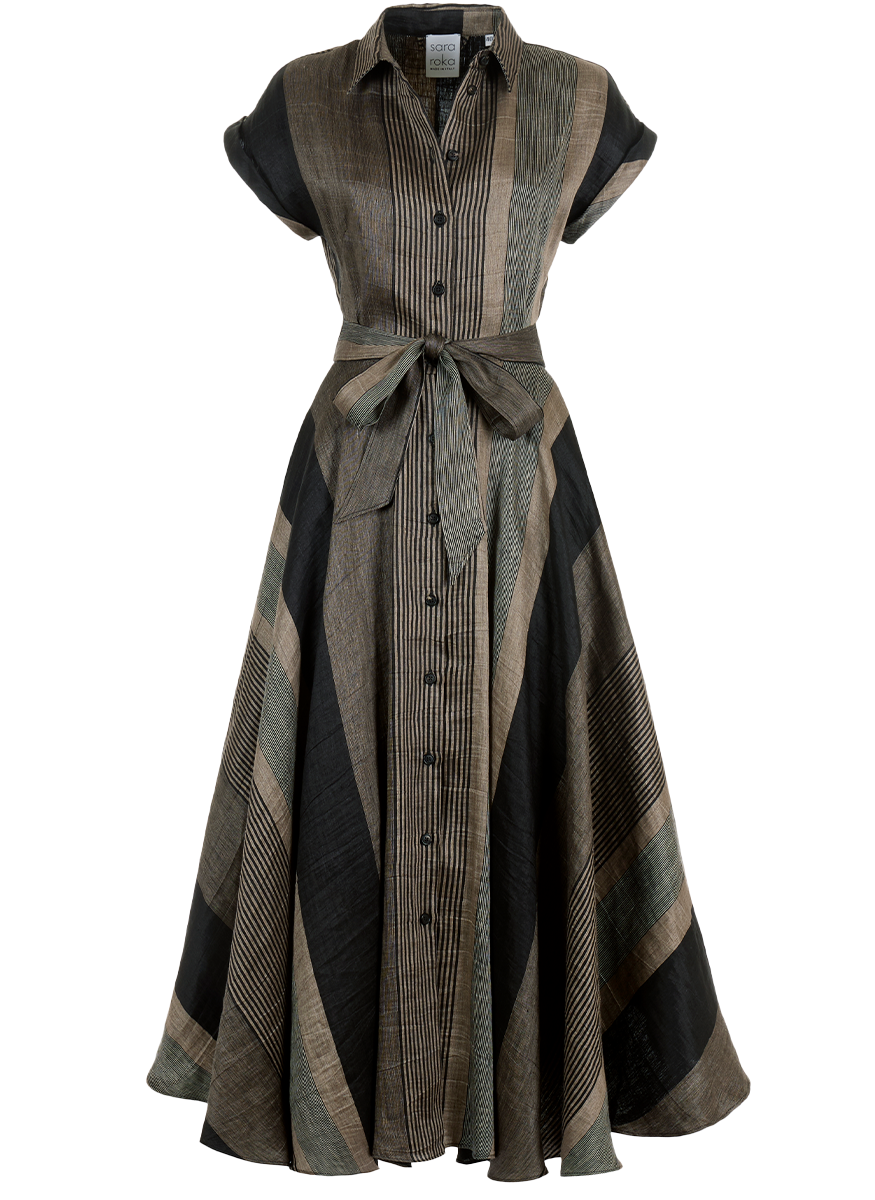 Danielle Midi Dress with Stripes