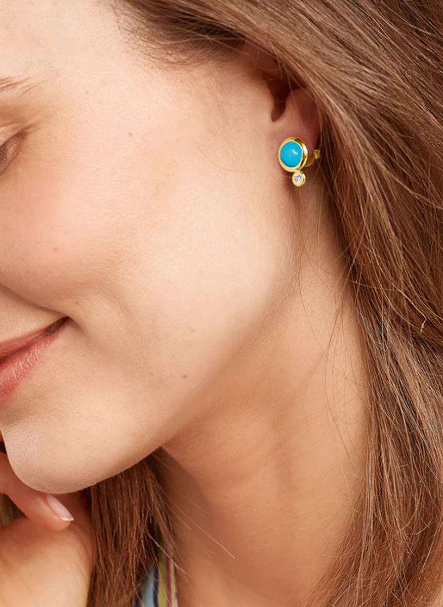 Bouton Studs, Turquoise