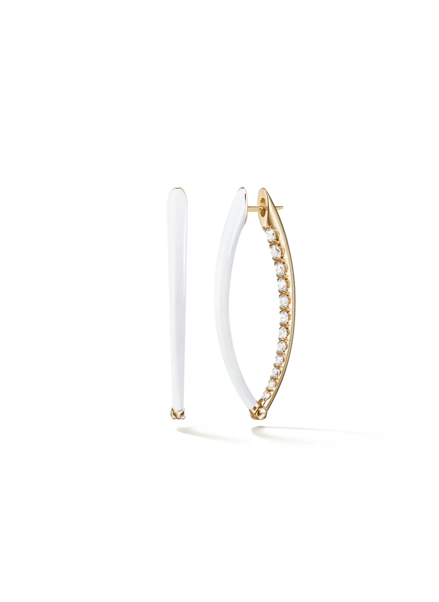 Cristina Hoops, Medium, White Enamel
