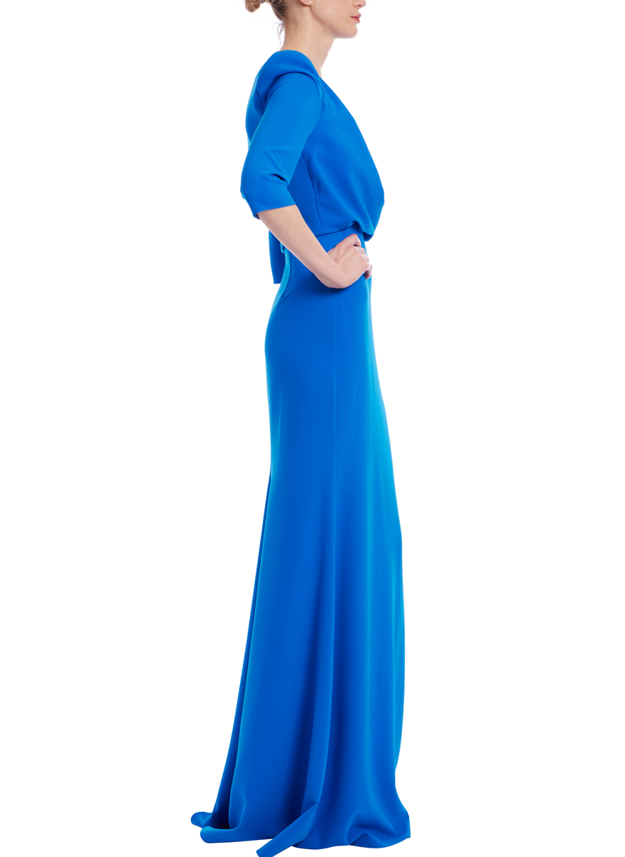 Draped Bodice Gown with Sleeve