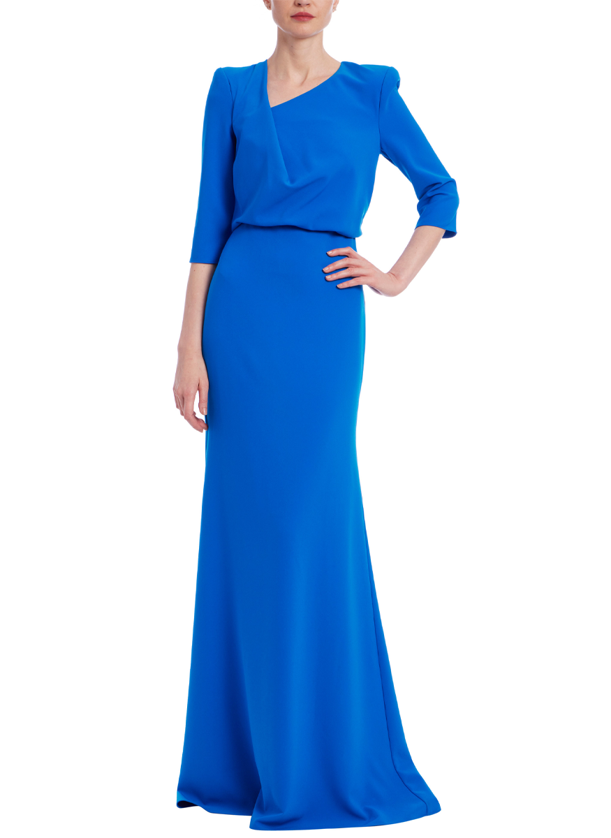 Draped Bodice Gown with Sleeve