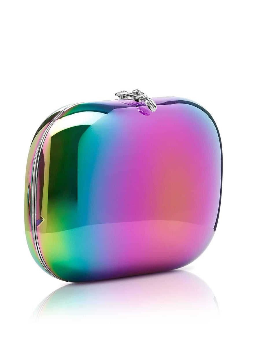 Elina Plus Clutch with Chain in Mirrored Rainbow