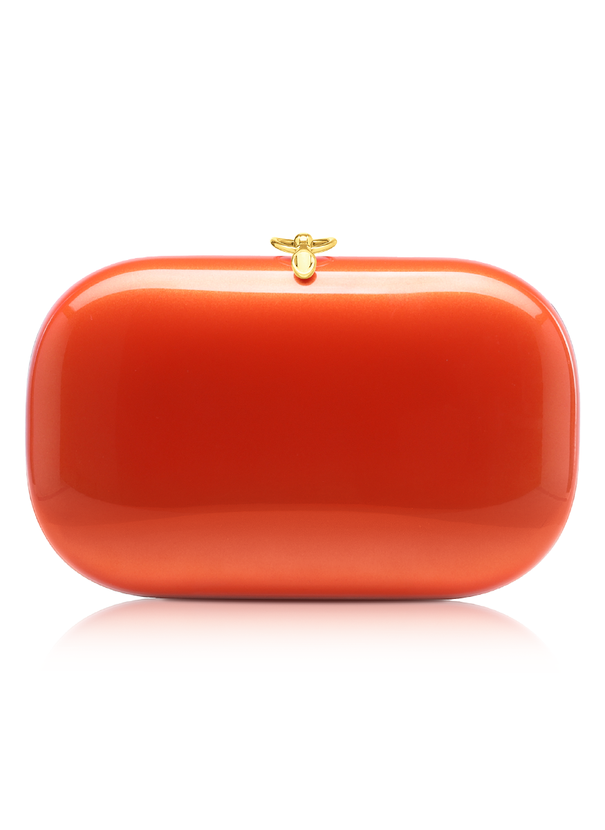 Elina Plus Clutch with Chain in Lava Orange