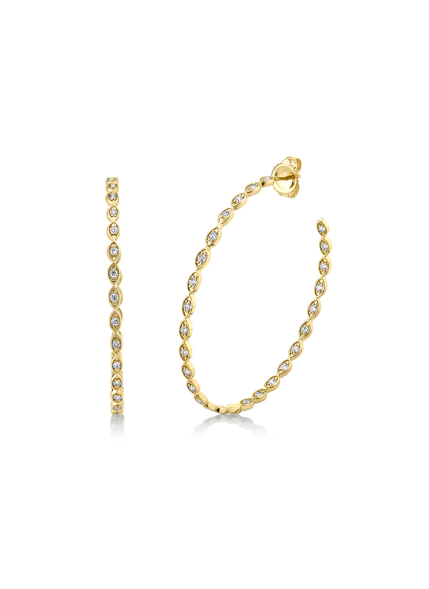 Marquise Diamond Hoops, Large