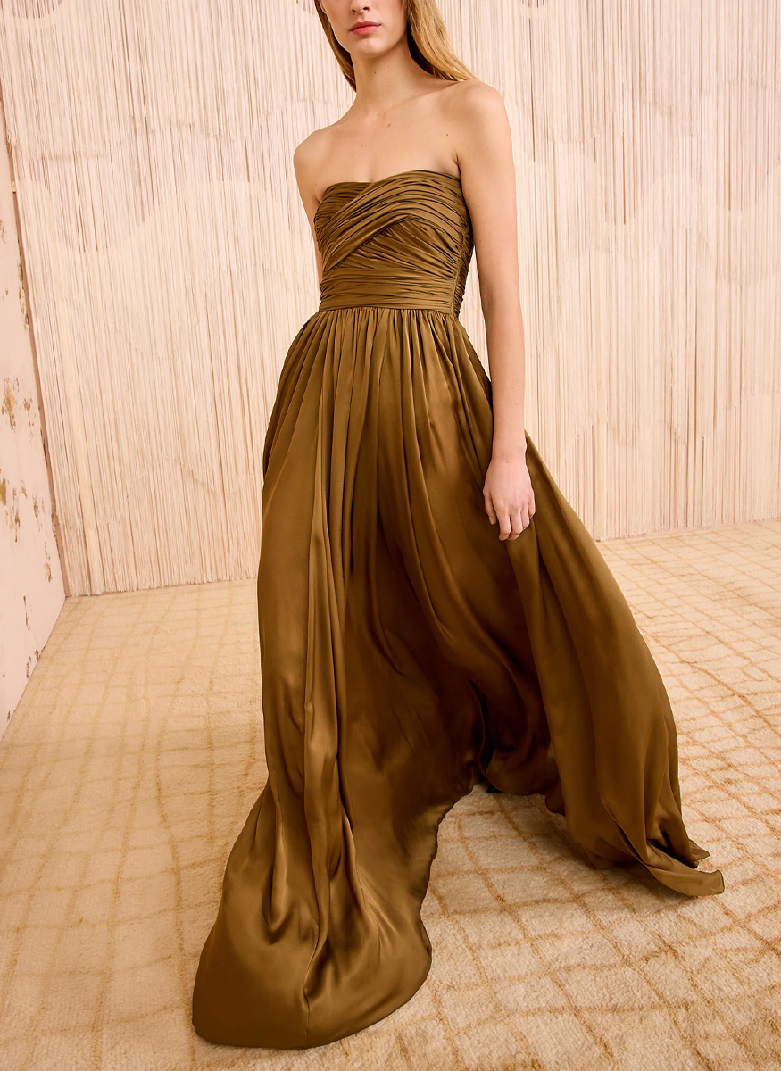 Anastasia Silk Wrapped Strapless Gown
