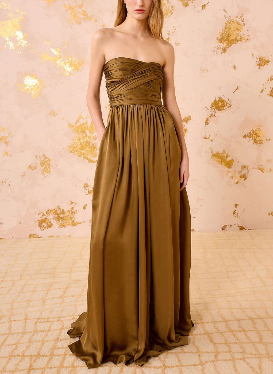Anastasia Silk Wrapped Strapless Gown