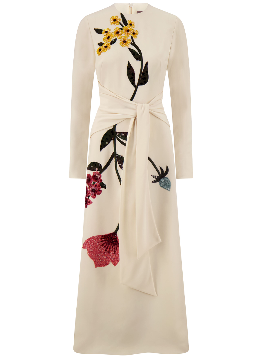 Long Sleeve Tie Waist Dress