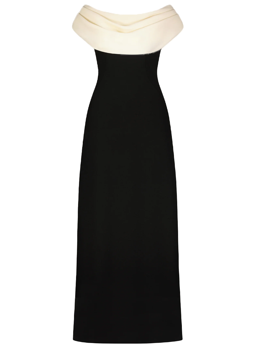 Wool Crepe Cowl Neck Gown