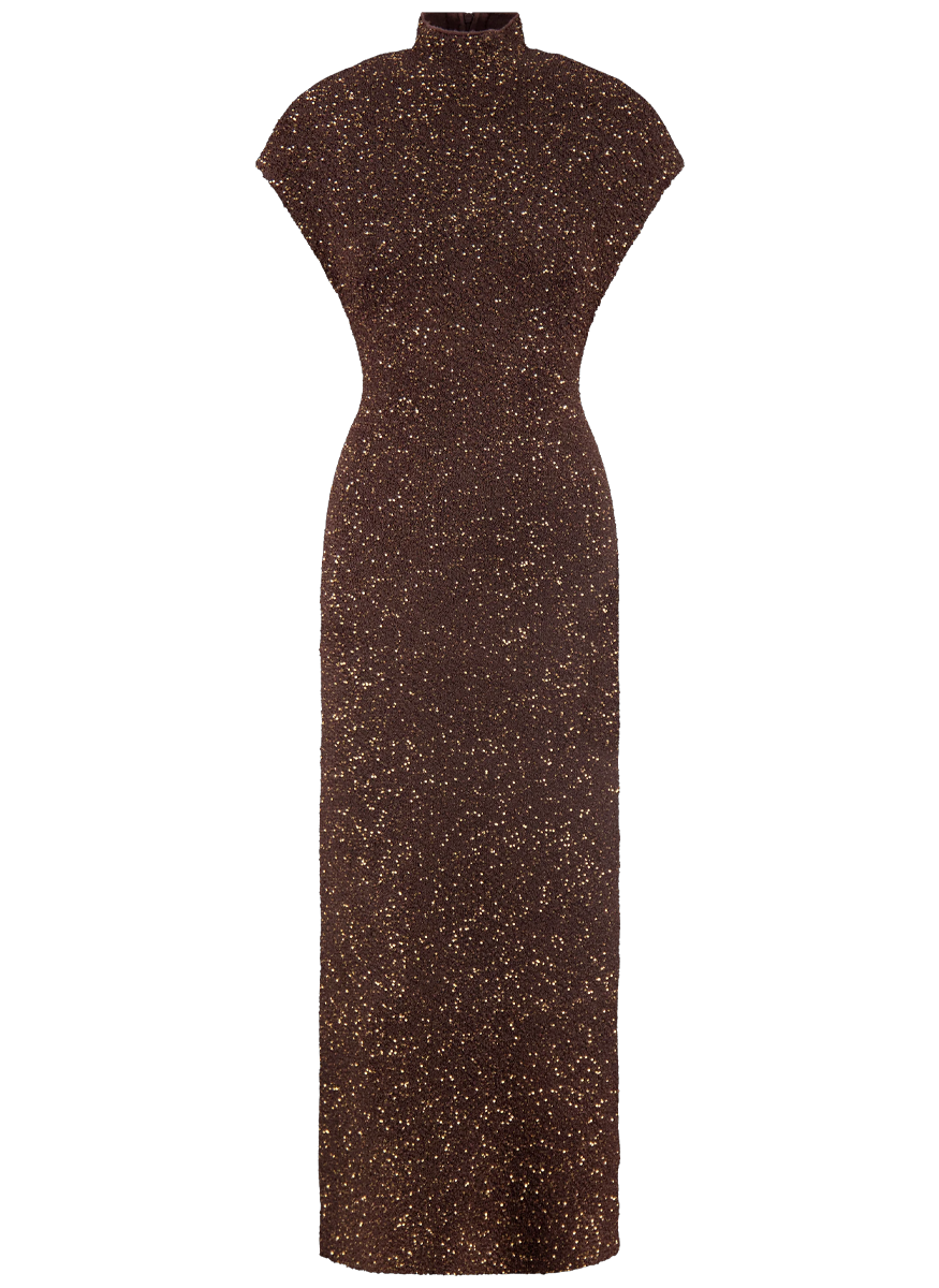 Sequin Knit Mock Neck Dress