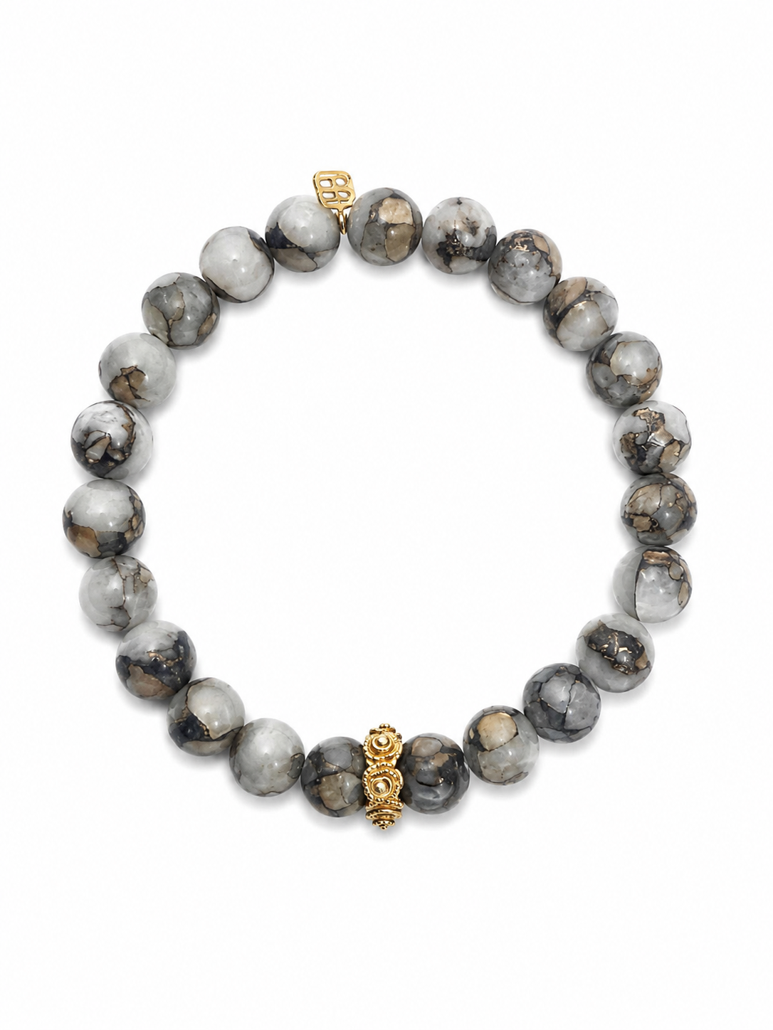 Marble Bronze Calcite Bracelet with Rose Rondelle