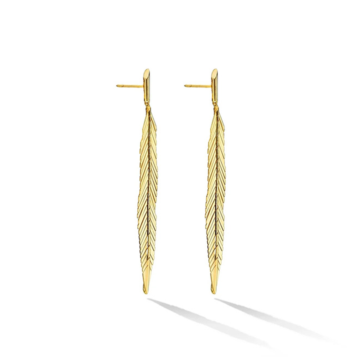 “Feather” Earrings, Medium, Yellow Gold - Cadar