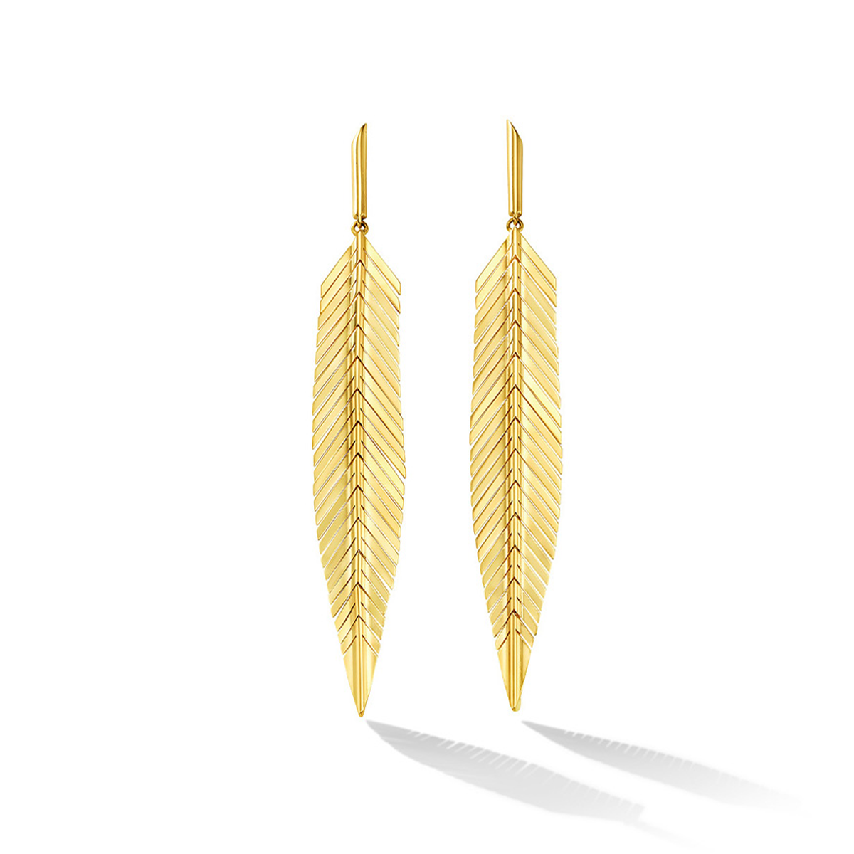 “Feather” Earrings, Medium, Yellow Gold