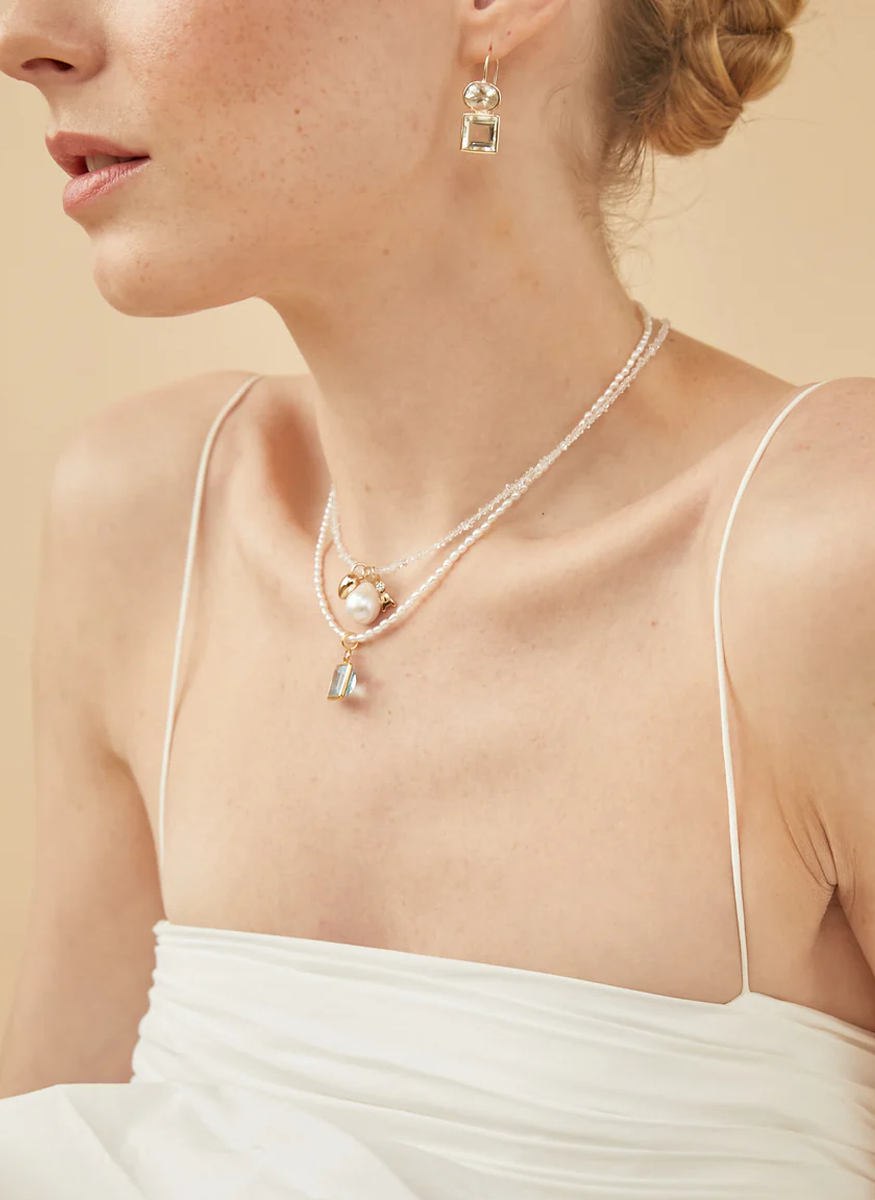 Freshwater Pearl Necklace Charm 14K Gold