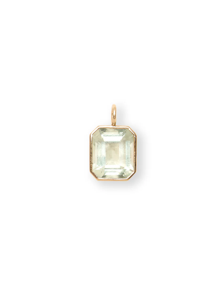 Green Amethyst Necklace Charm, 14K Gold