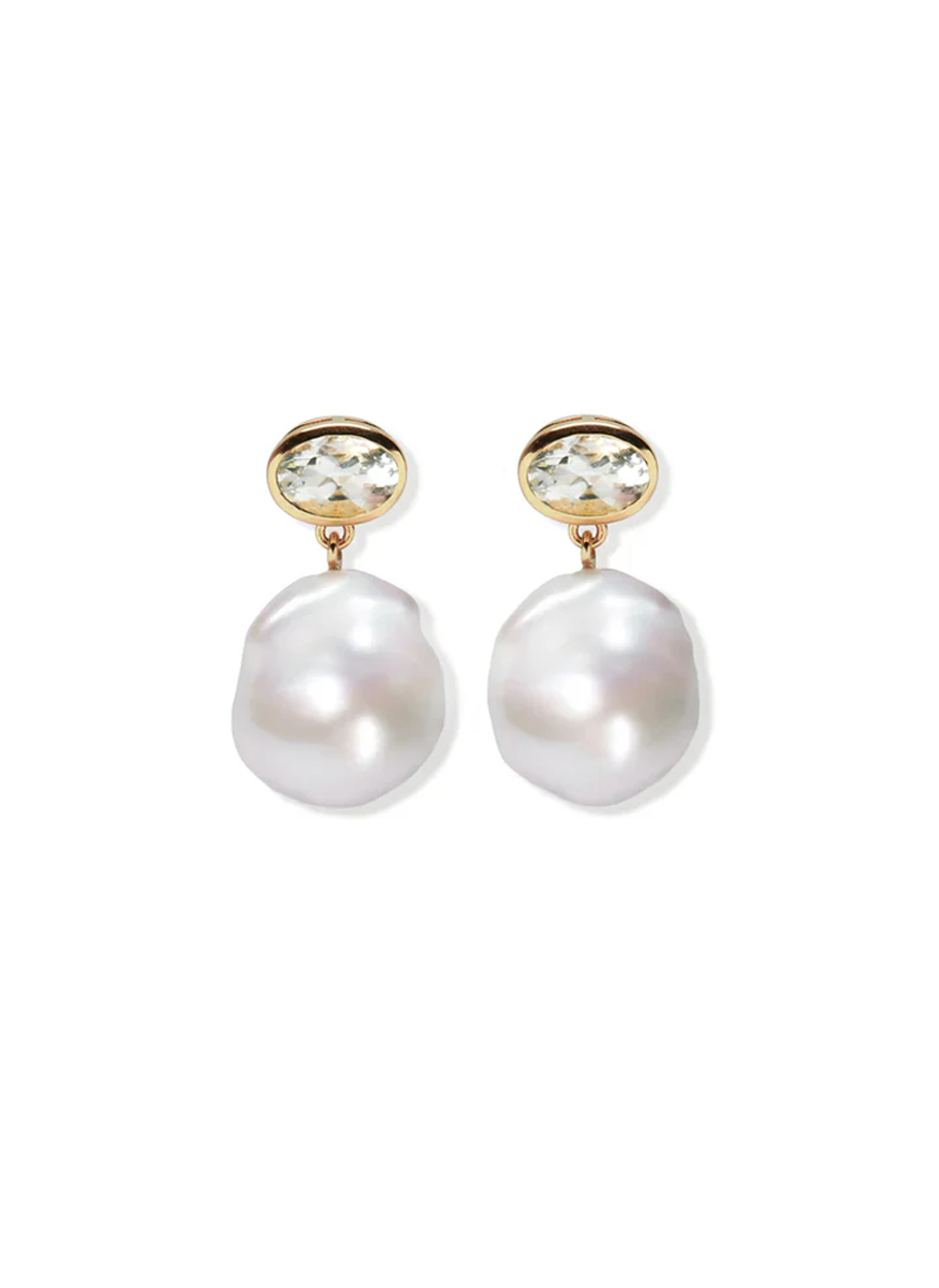 Palazzo Pearl and Green Amethyst Earrings