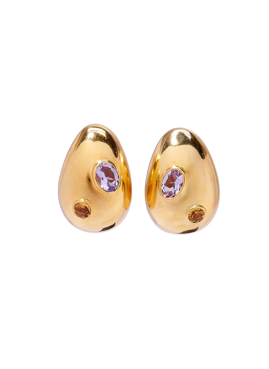 Mini Arp Earrings in Studded Gold